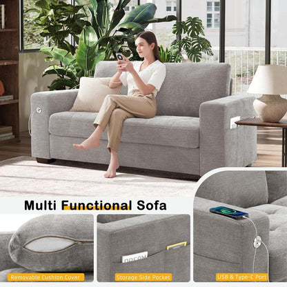 70" Chenille Loveseat - Gray-2