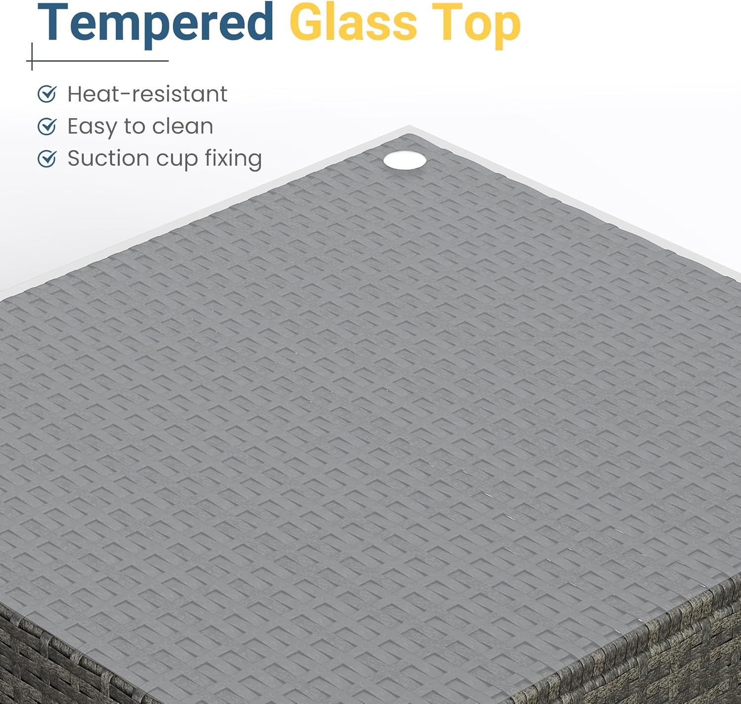 7 Piece Outdoor Patio Furniture Set, All Weather Wicker Rattan Sectional Sofa Conversation Set with Cushions & Large Glass Coffee Table, Ideal for Garden Backyard Porch, Dark Grey-4