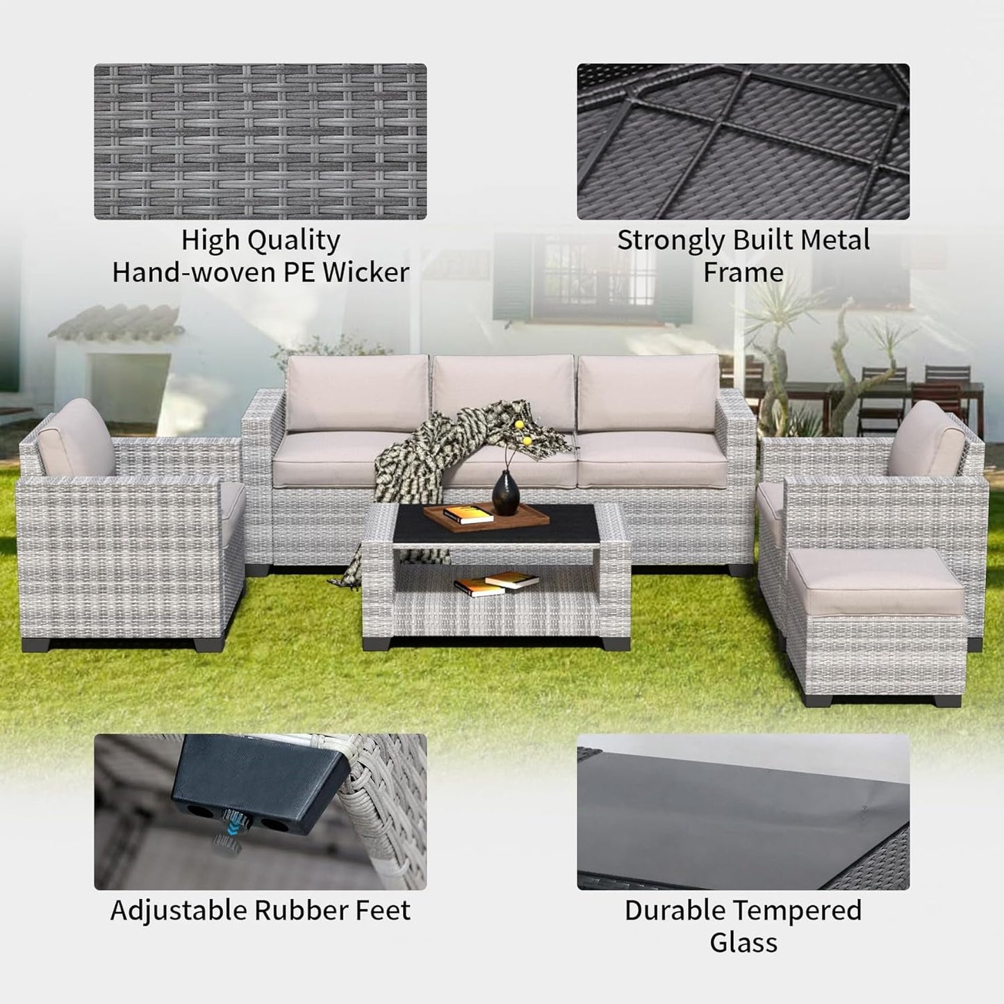 Durable Seven Piece Outdoor Sectional Patio Furniture Set
