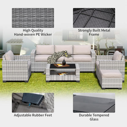 Durable Seven Piece Outdoor Sectional Patio Furniture Set