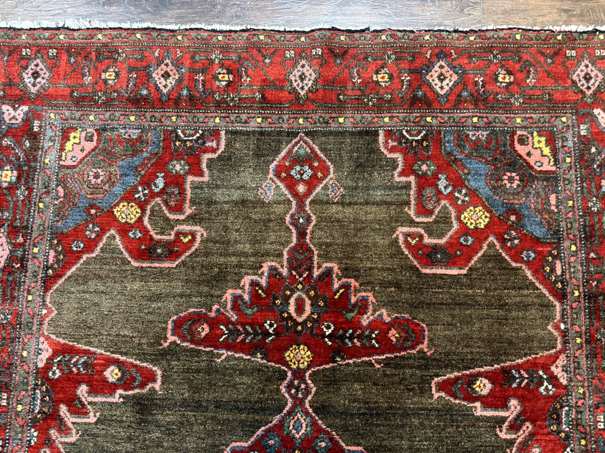 Antique Persian Tribal Rug 5x7, Geometric Wool Carpet, Kurdish Senneh Rug-2