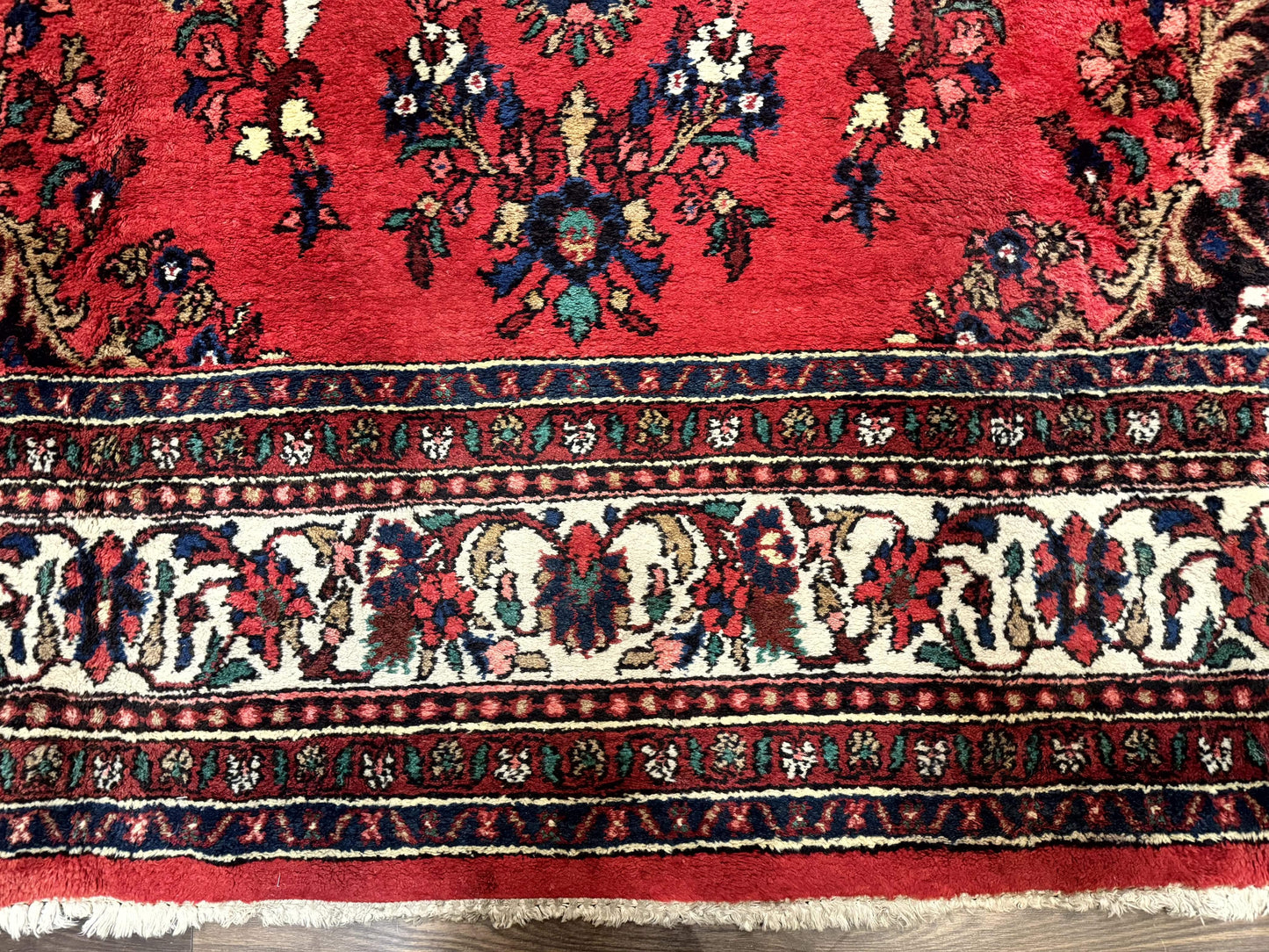 Palace Size Persian Rug 11x18, Red, Bibikabad Rug, Handmade Large Wool Carpet, Persian Hamadan Rug, Dargazin Rug