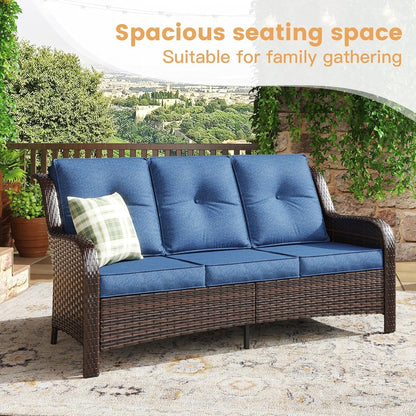 Nine Piece Outdoor Patio Furniture Wicker Conversation Set