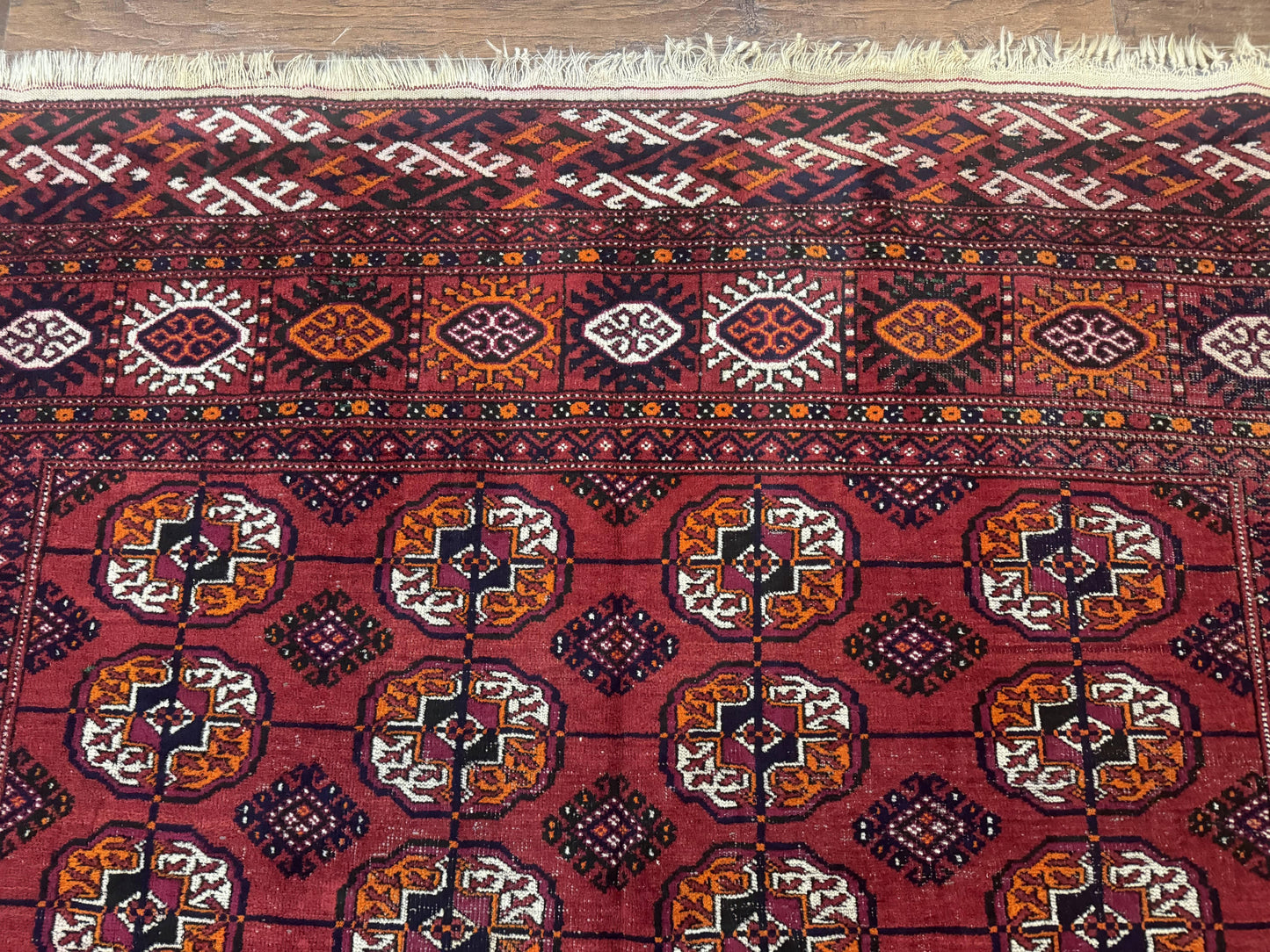 Antique Persian Turkoman Bokhara Rug 7x11, Tribal Rug, Red