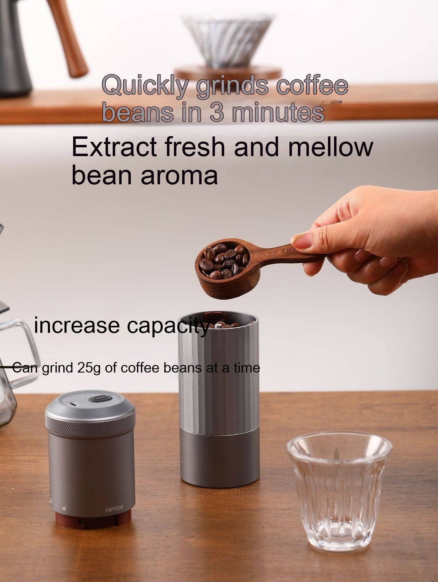 Portable Electric Coffee Grinder – USB Rechargeable & Wireless