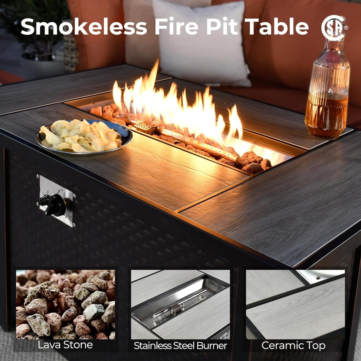 Outdoor Sectional Patio Furniture Set with Fire Pit