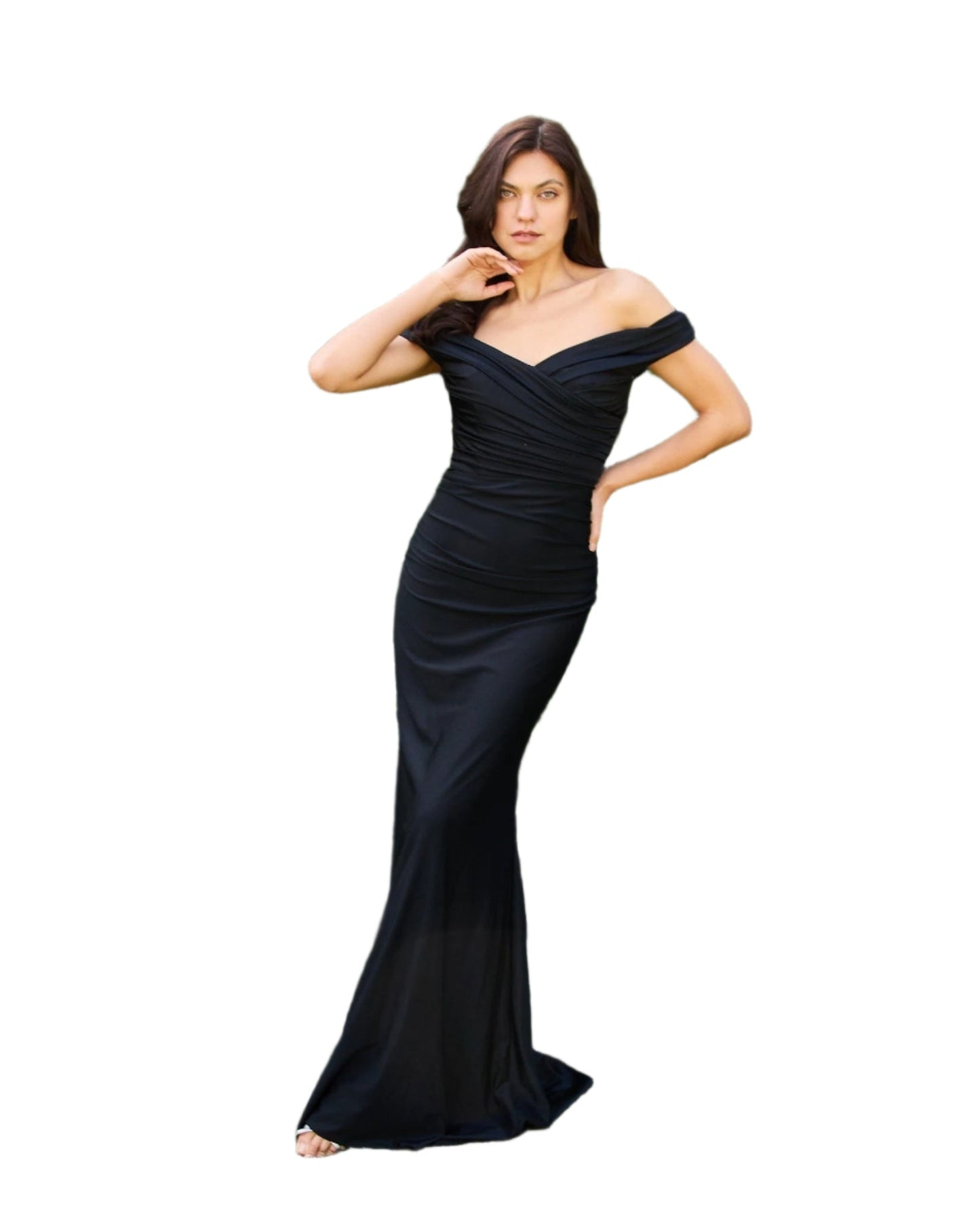 Kos Couture Full-Length Stretch Formal Gown Off Shoulder Dress-5