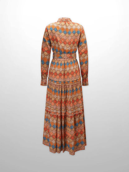 Pleated Tiered Maxi Dress-Diamond Design