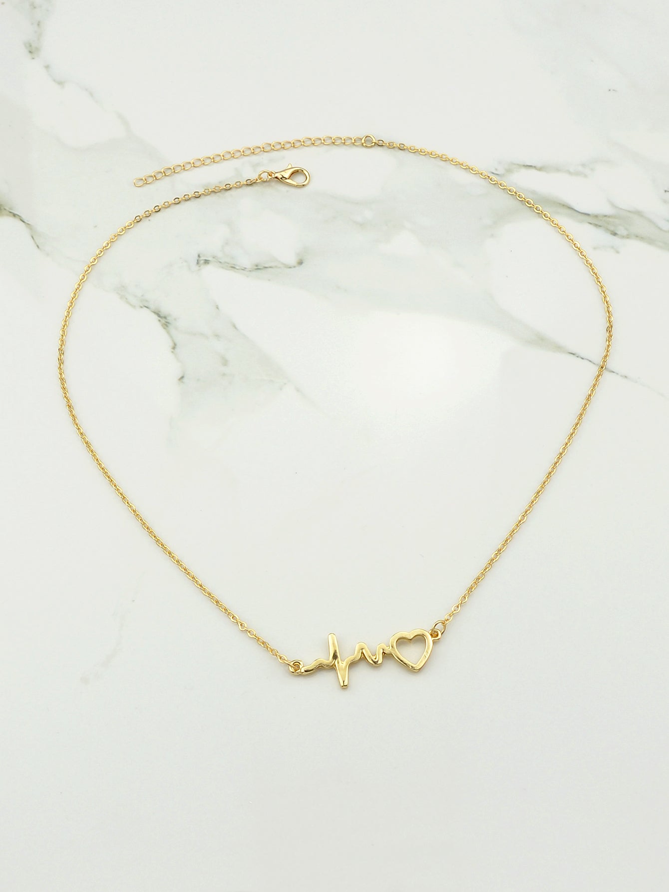 Minimalist Jewelry Gold Silver Chain Heartbeat Pendant Necklace Party Decoration