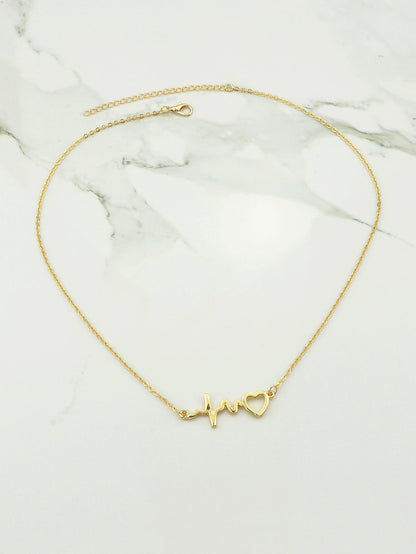 Minimalist Jewelry Gold Silver Chain Heartbeat Pendant Necklace Party Decoration