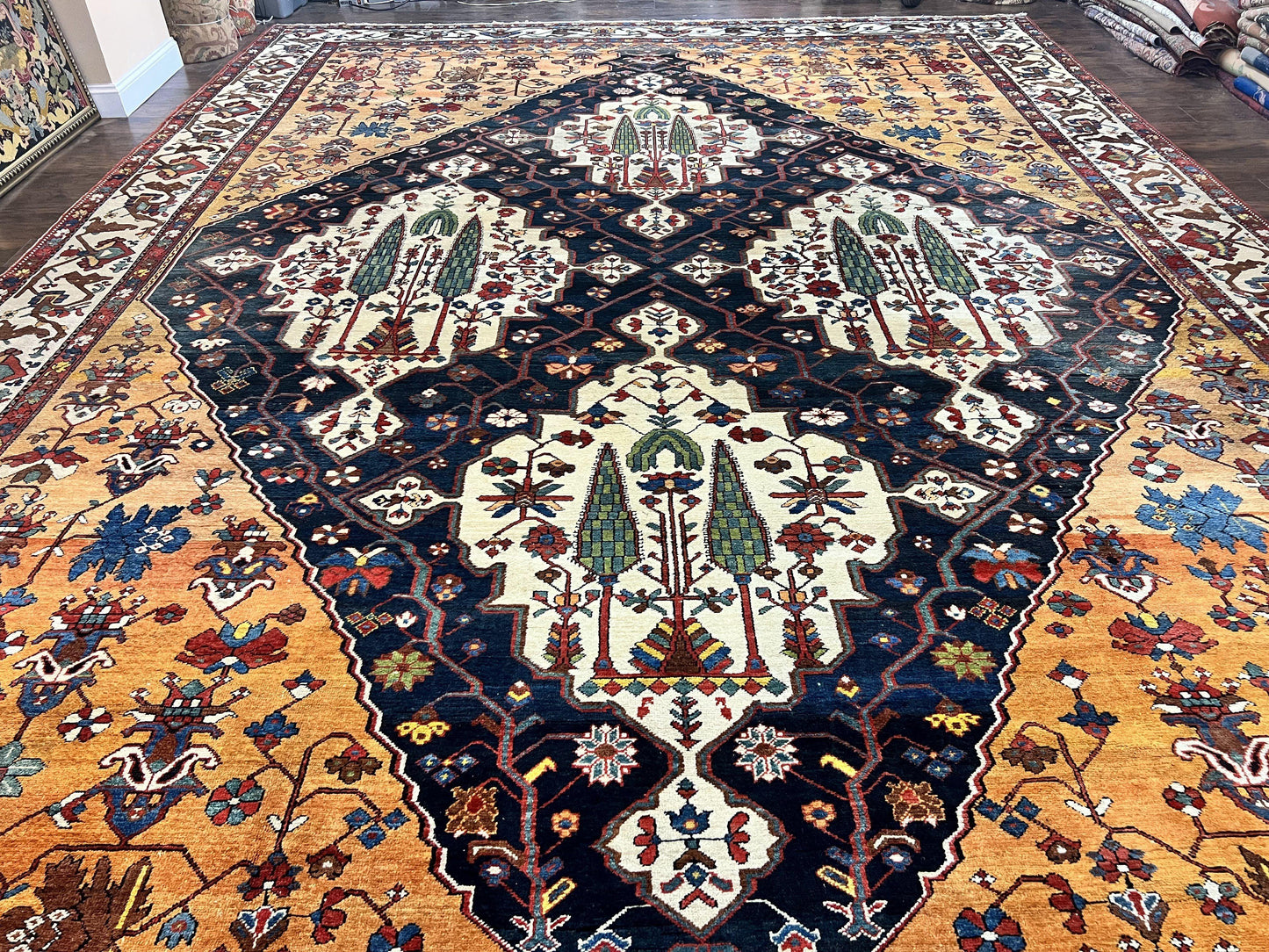 Antique Persian Bakhtiari Rug 14x19 – Rare Palace Size Carpet-0