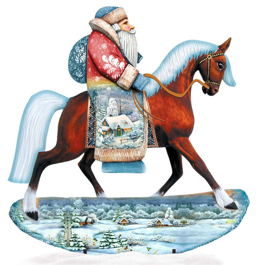 Horsey Santa Christmas Outdoor Yard Sign by G. DeBrekht - Christmas Santa Snowman Decor - 8151121F