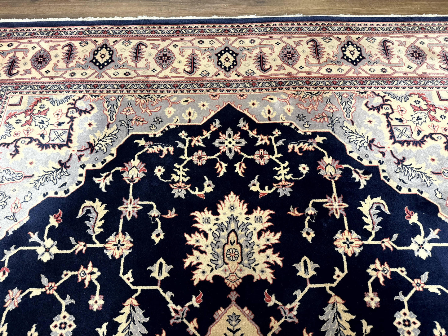 Karastan Rug 8x11 Navy Serapi, Kara Shah Rug, Navy Blue, Vintage Karastan Area Rug Wool Pile Karastan Rug