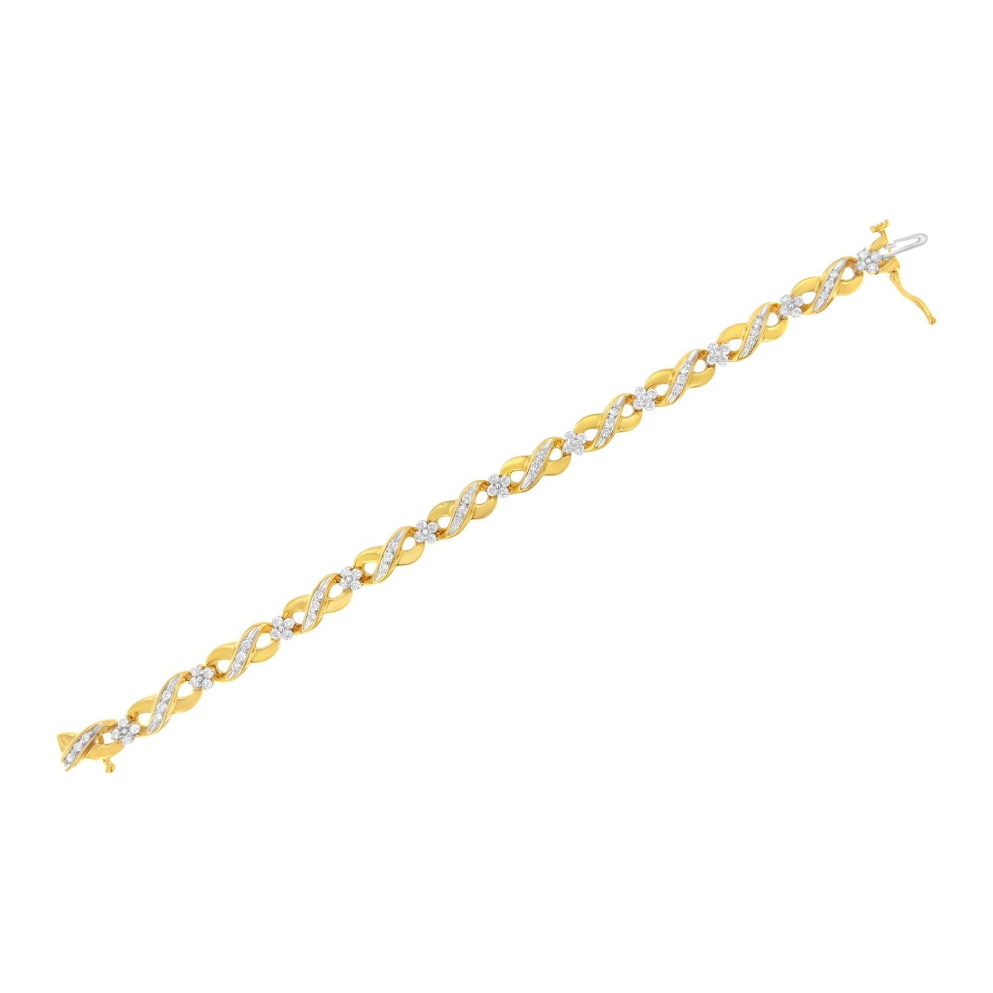 10K Yellow Gold Round-Cut Diamond Infinite Love Bracelet (1.00 cttw, I-J Color, I2-I3 Clarity)-4