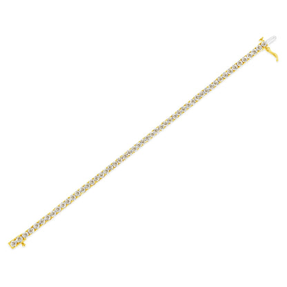 14K Yellow Gold Plated .925 Sterling Silver 3.0 Cttw Miracle-Set Diamond Tennis Bracelet (L-M Color, I2-I3 Clarity) - 7.25"-4
