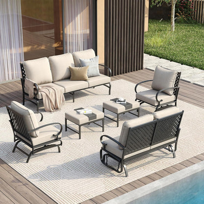 Five Piece Outdoor Patio Furniture Set with Cushions-0