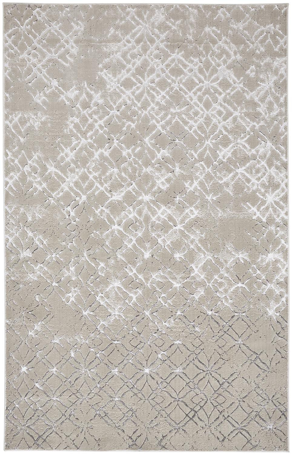 10' X 13' Tan Silver And Gray Quatrefoil Area Rug