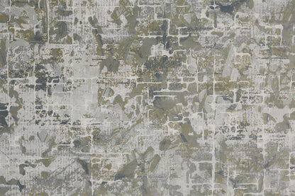 2' X 3' Green Gray And Ivory Abstract Distressed Stain Resistant Area Rug