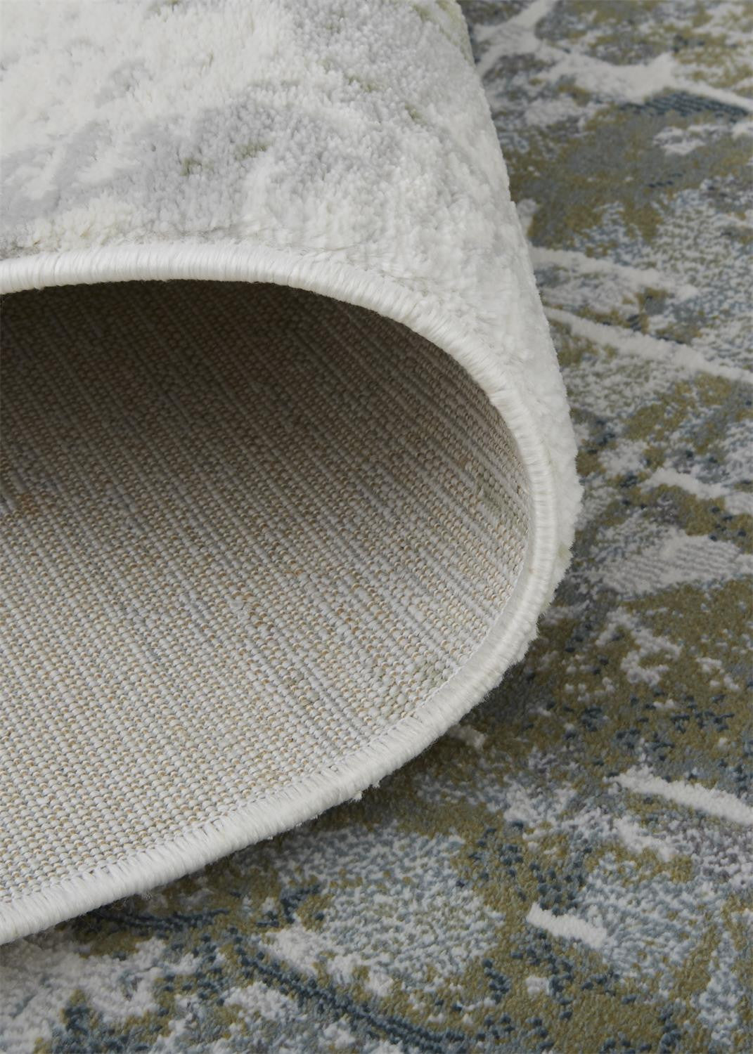 2' X 3' Green Gray And Ivory Abstract Distressed Stain Resistant Area Rug