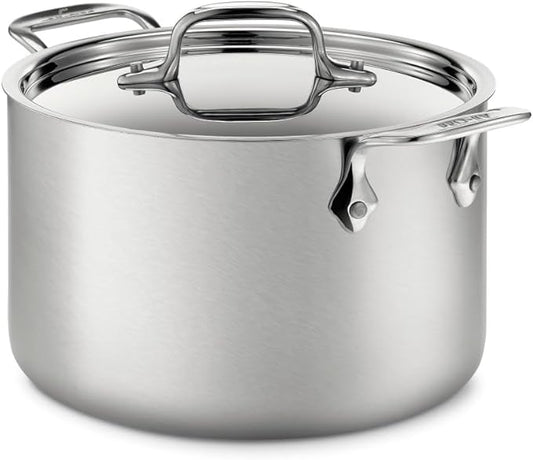 All-Clad D5 5-Ply Brushed Stainless Steel Soup Pot 4 Quart Induction Oven Broiler Safe 600F   Pots and Pans, Cookware Silver