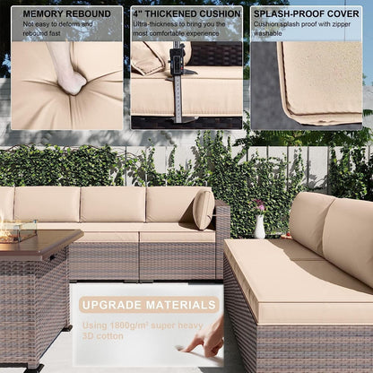 13 Piece Outdoor Patio Furniture Set with Fire Pit