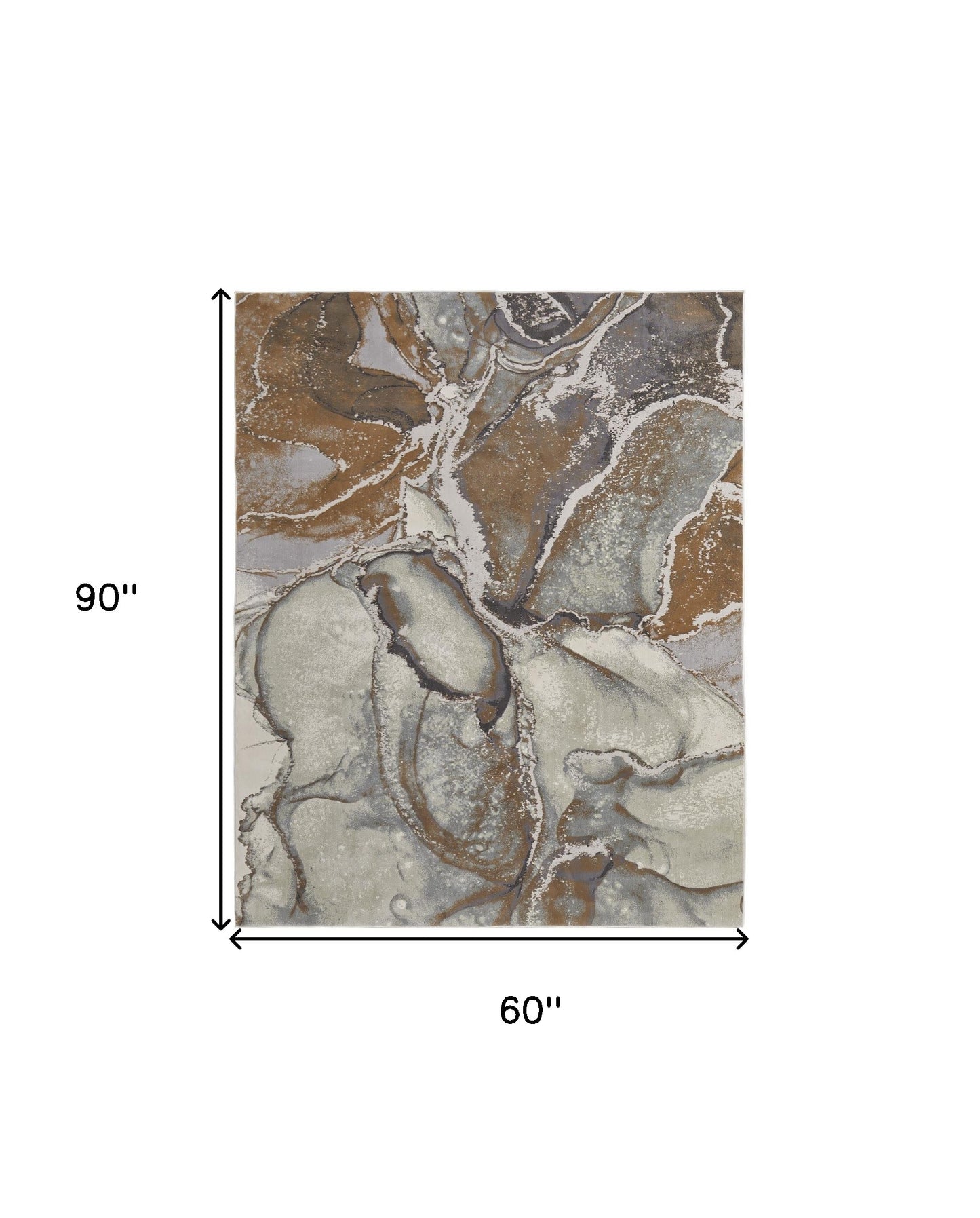 5' X 8' Gray and Brown Marble Power Loom Area Rug