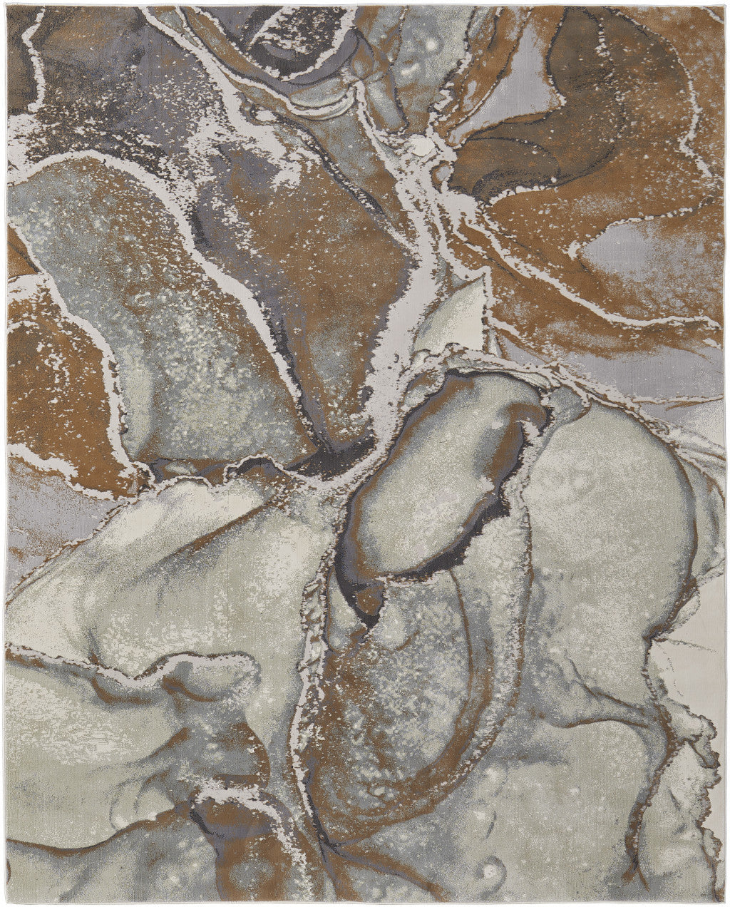 5' X 8' Gray and Brown Marble Power Loom Area Rug