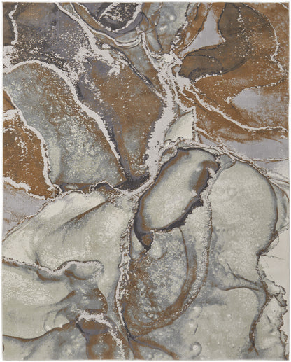 5' X 8' Gray and Brown Marble Power Loom Area Rug