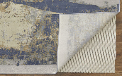 4' X 6' Blue Gray And Tan Abstract Distressed Area Rug