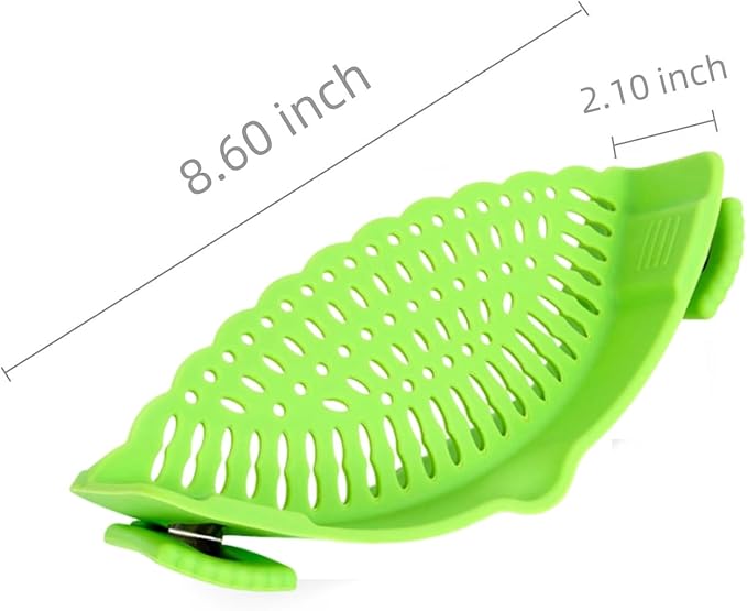 Clip on Strainer Silicone with 1 Pair Silicone Glove | Versatile for All Pans and Pots,Pasta Noodle Pot Strainer Silicone for Vegetables Meat Fruit,Food Strainers(Green)