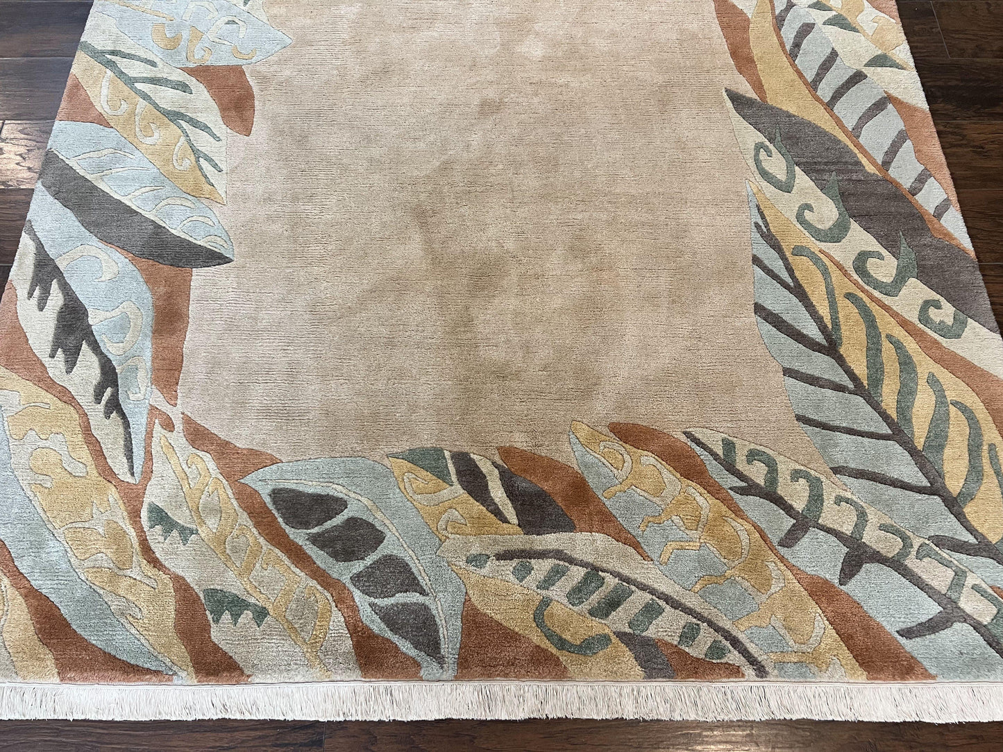 Modern Tibetan Rug 7x10, Soft Wool, Tufenkian Style Carpet, Tibet Nepali Rug, Open Field, Handmade Wool Rug-4