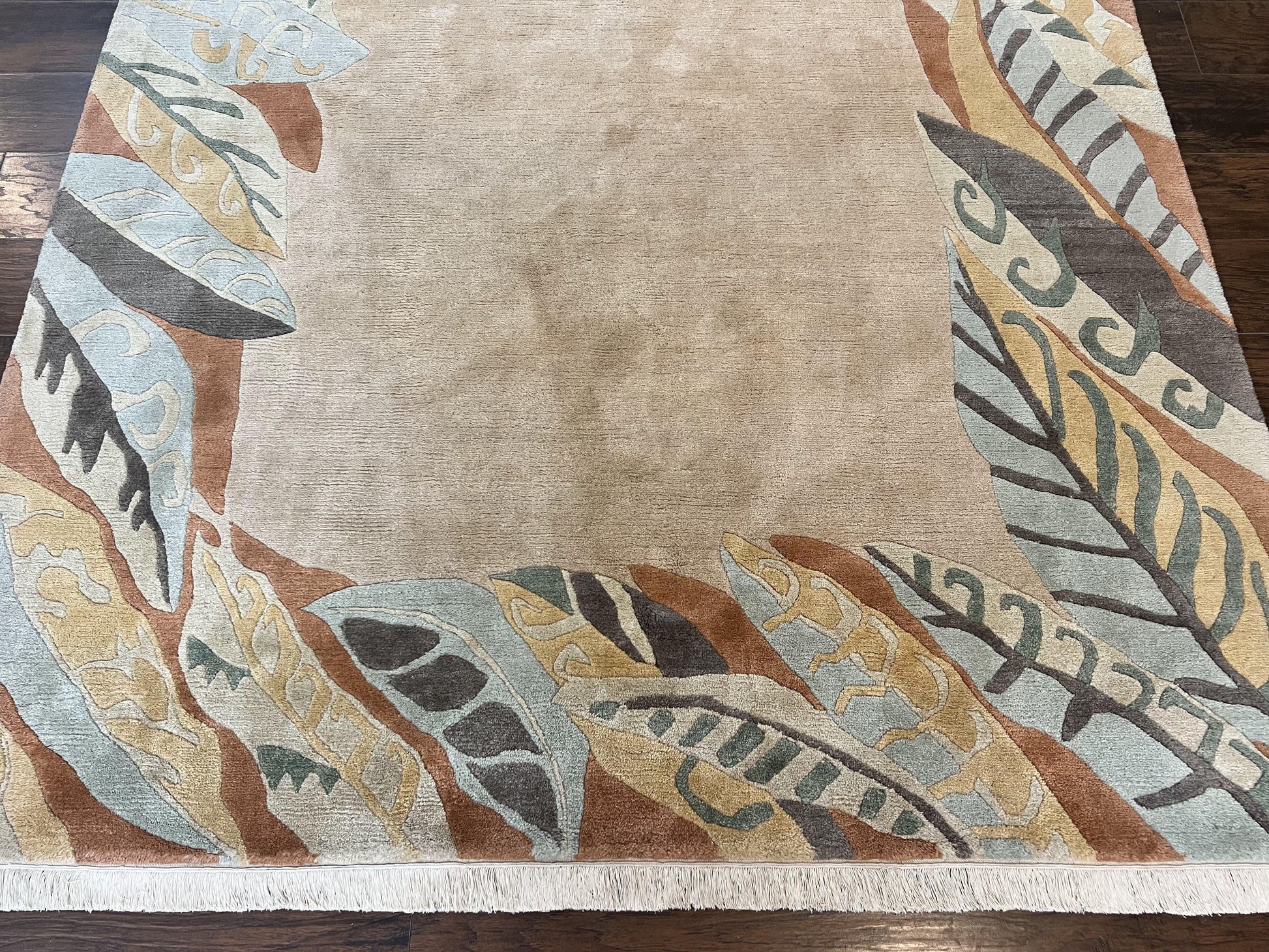 Modern Tibetan Rug 7x10, Soft Wool, Tufenkian Style Carpet, Tibet Nepali Rug, Open Field, Handmade Wool Rug-4