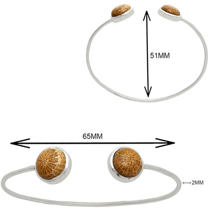 Premium Quality Flower Fossil Coral Cuff Bangle Bracelet B-1004 52-EB10546