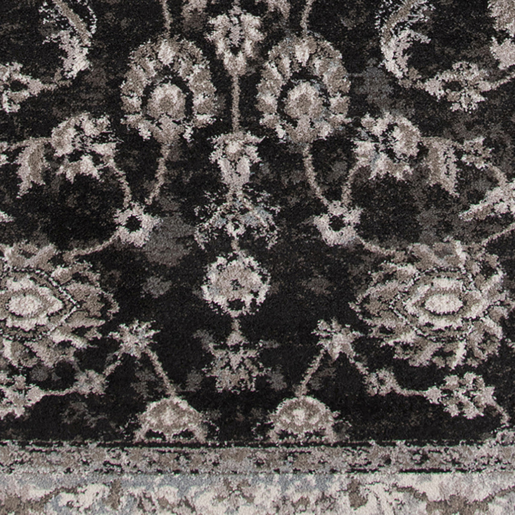 4' X 6' Ivory Black and Gray Oriental Power Loom Area Rug