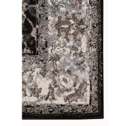 4' X 6' Ivory Black and Gray Oriental Power Loom Area Rug