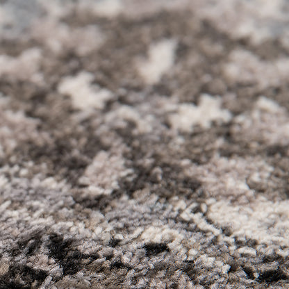 4' X 6' Ivory Black and Gray Oriental Power Loom Area Rug