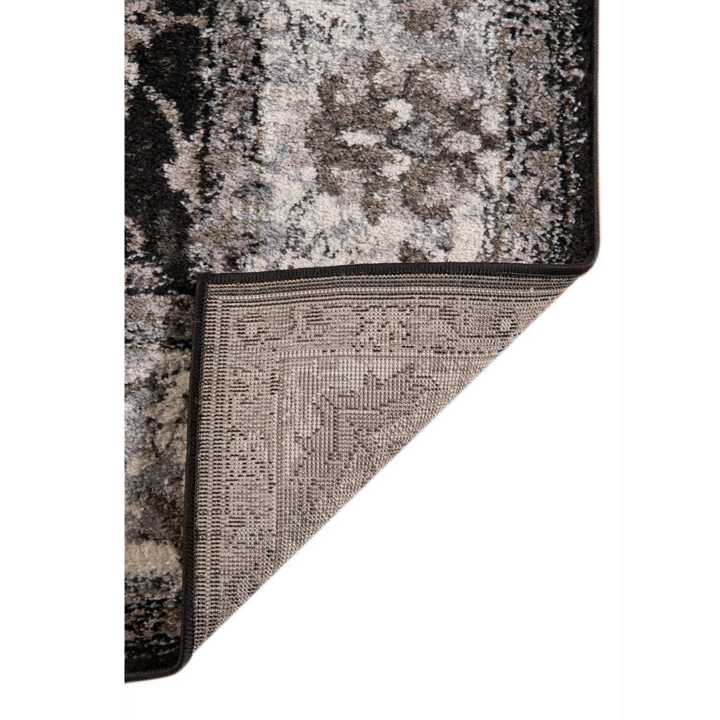 4' X 6' Ivory Black and Gray Oriental Power Loom Area Rug