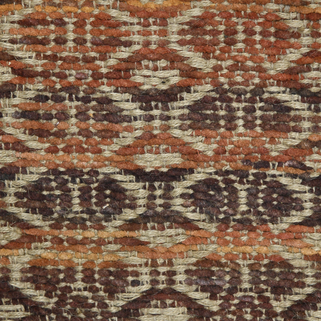5' X 8' Rust And Tan Jute Geometric Flatweave Handmade Area Rug
