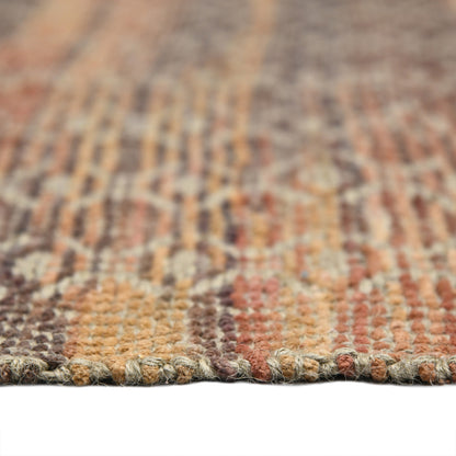 5' X 8' Rust And Tan Jute Geometric Flatweave Handmade Area Rug