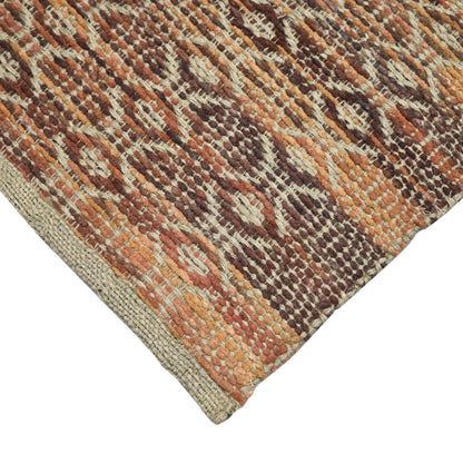 5' X 8' Rust And Tan Jute Geometric Flatweave Handmade Area Rug