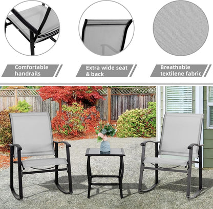 Elegant Three Piece Outdoor Rocking Bistro Furniture Set