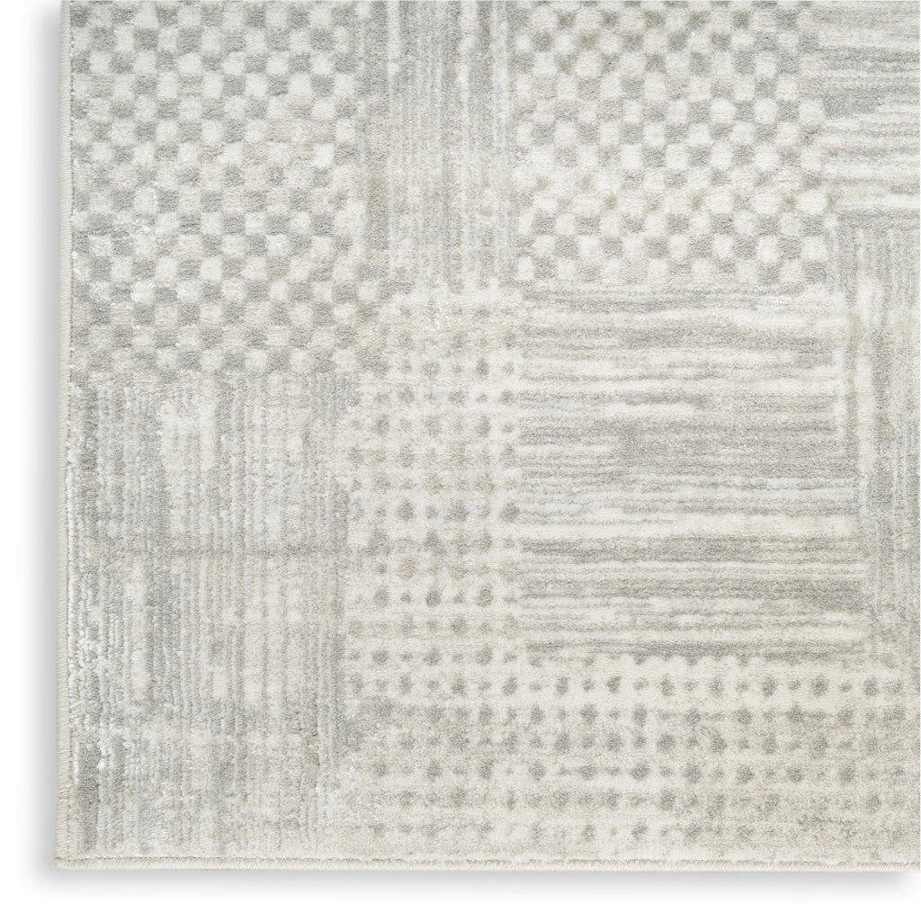 8' X 10' Silver and Gray Abstract Non Skid Area Rug