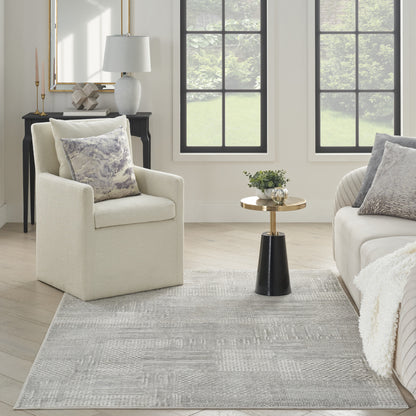 8' X 10' Silver and Gray Abstract Non Skid Area Rug