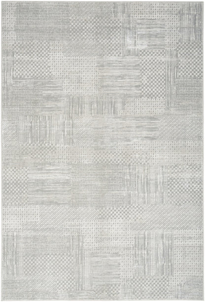 8' X 10' Silver and Gray Abstract Non Skid Area Rug