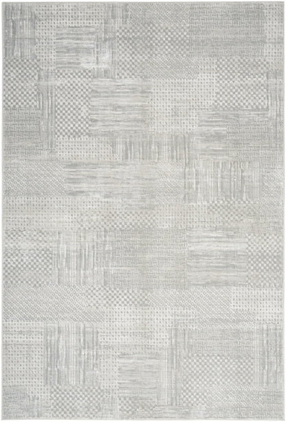 8' X 10' Silver and Gray Abstract Non Skid Area Rug
