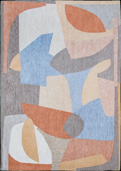 8' X 11' Blue and Gray Abstract Non Skid Area Rug