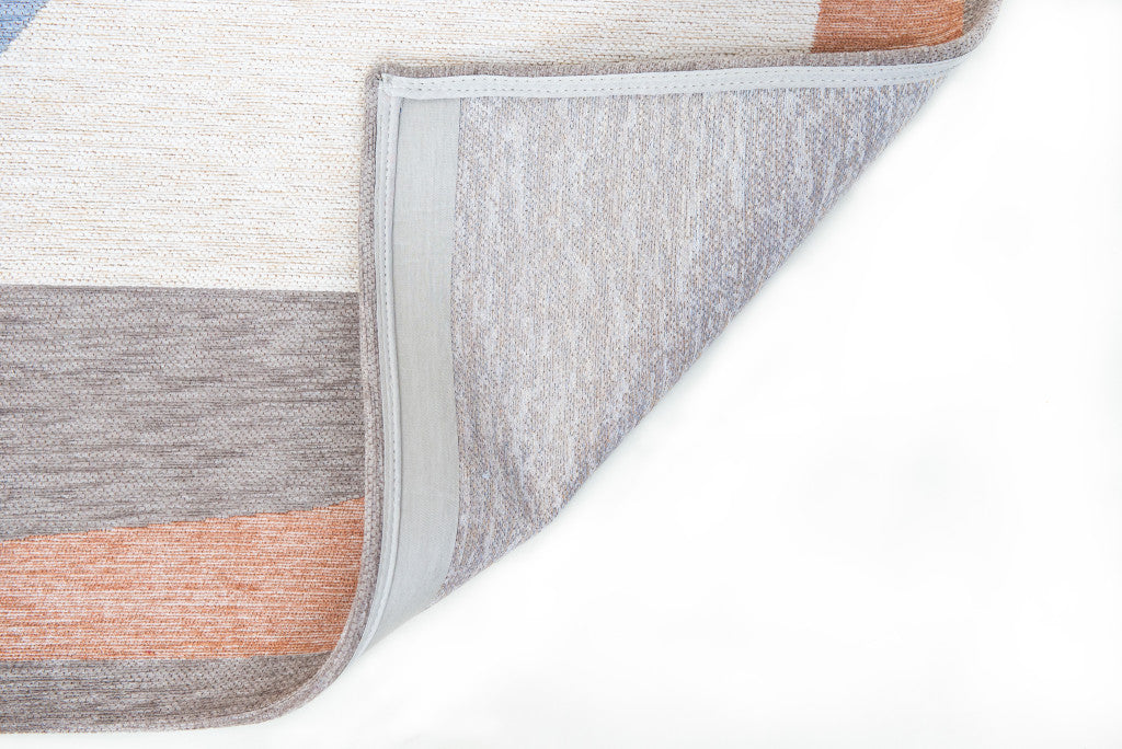 8' X 11' Blue and Gray Abstract Non Skid Area Rug