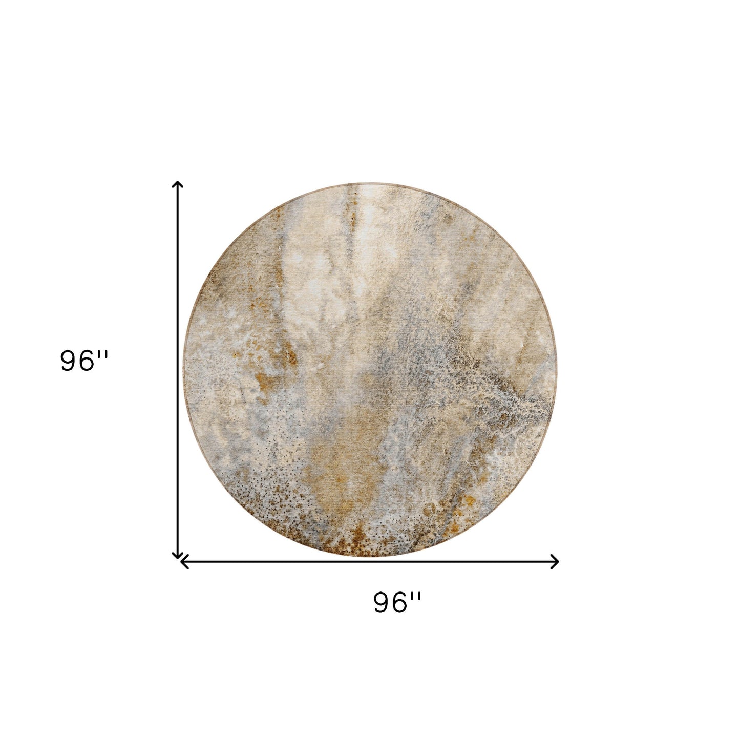 8' Round Brown Round Abstract Washable Non Skid Indoor Outdoor Area Rug