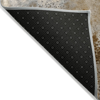 8' Round Brown Round Abstract Washable Non Skid Indoor Outdoor Area Rug