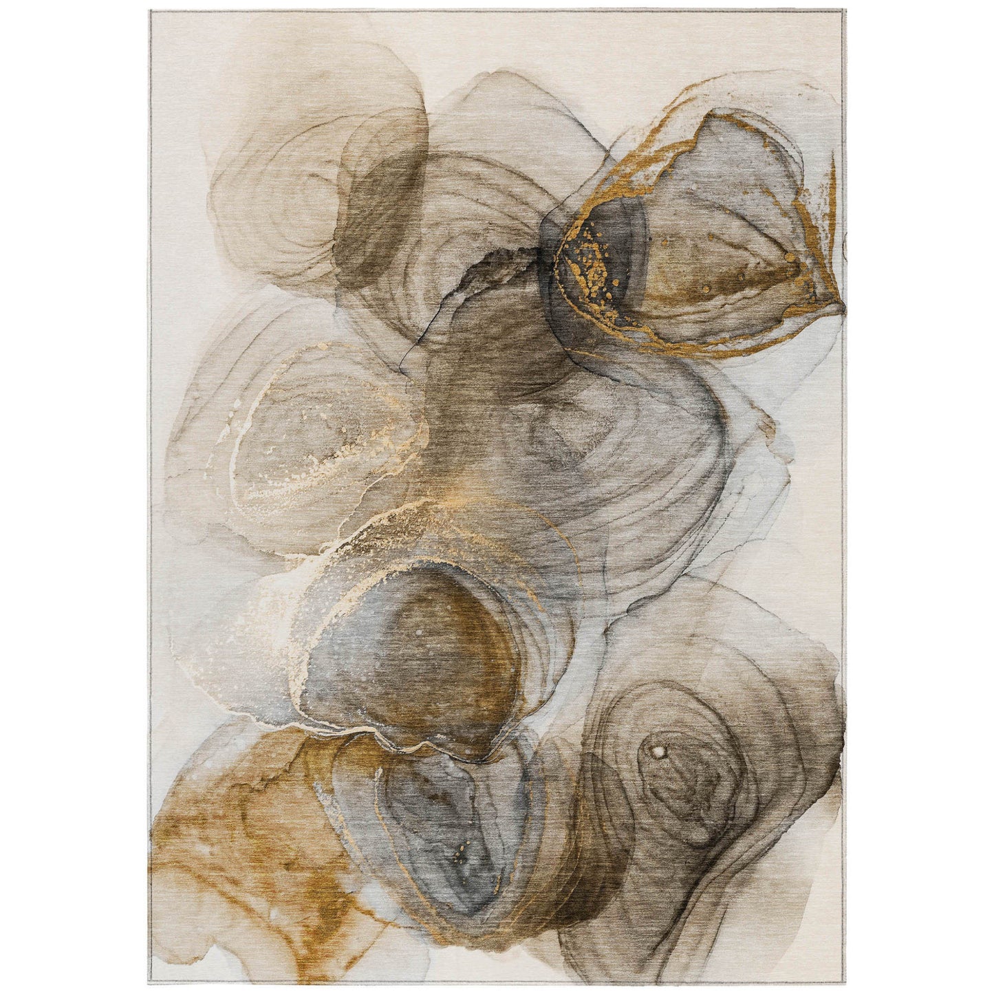 8' X 10' Brown Abstract Washable Non Skid Indoor Outdoor Area Rug